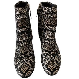 Sam Edelman Taye Metallic Jacquard Damask Ankle Boot Womens Size 6.5 Paisley NWT